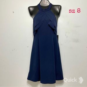 sz 8 - NWT Bebe Navy Ruffled Halter Dress